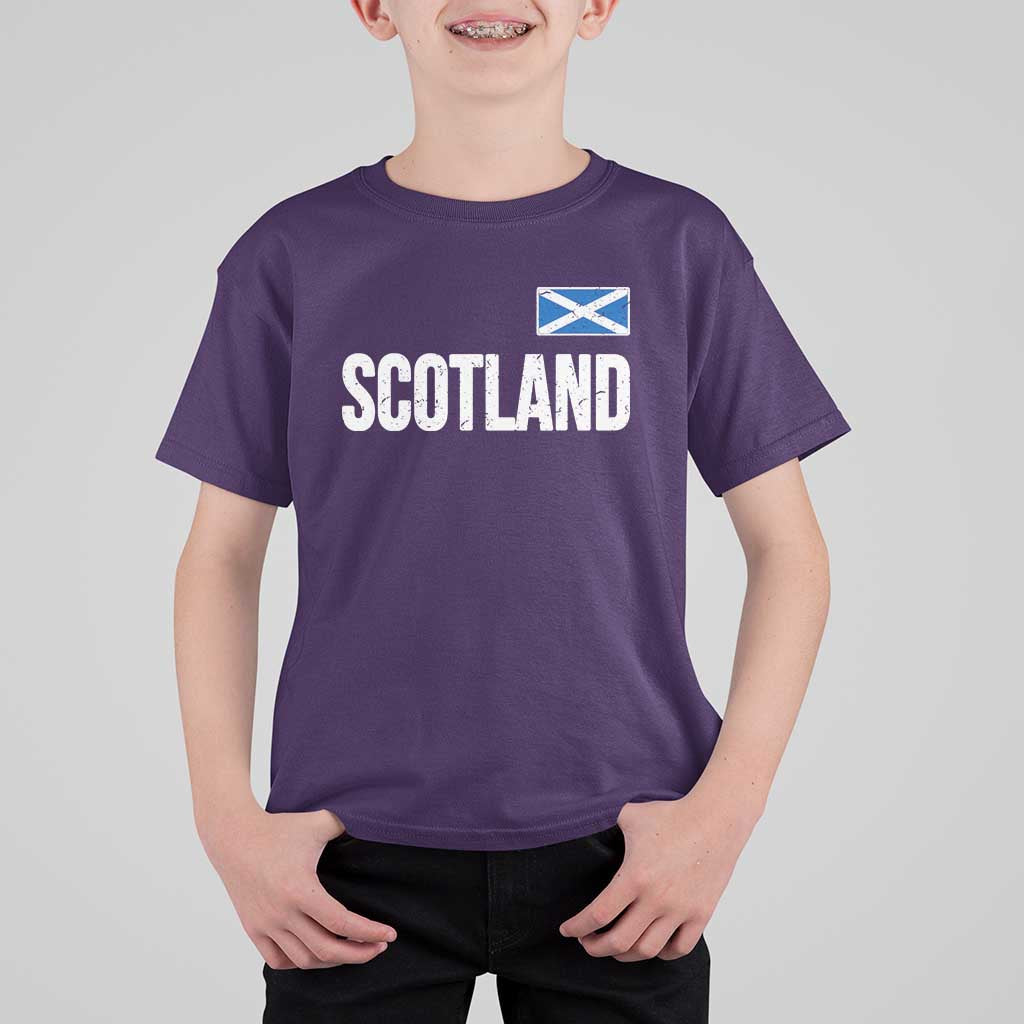 Scotland Saltire Flag Minimalist Athletic College Style T Shirt For Kid