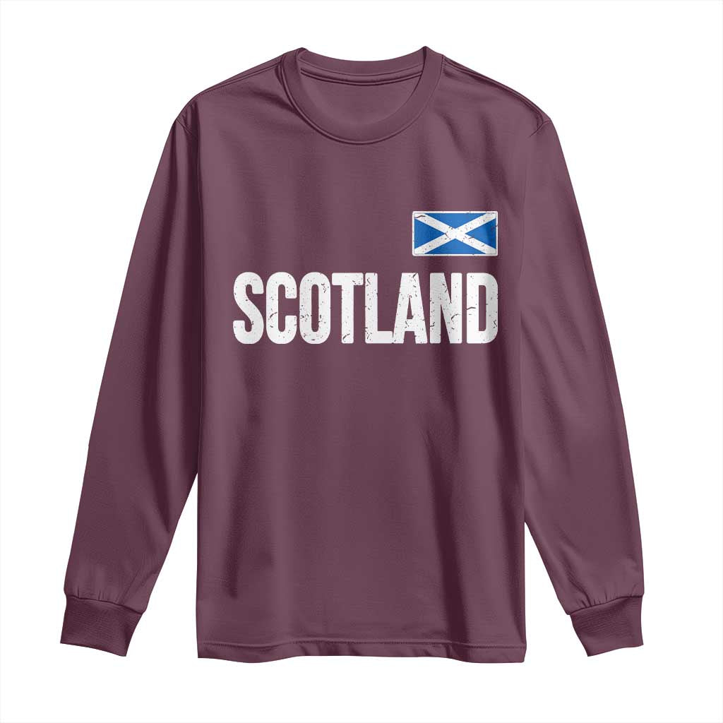 Scotland Saltire Flag Minimalist Athletic College Style Long Sleeve Shirt