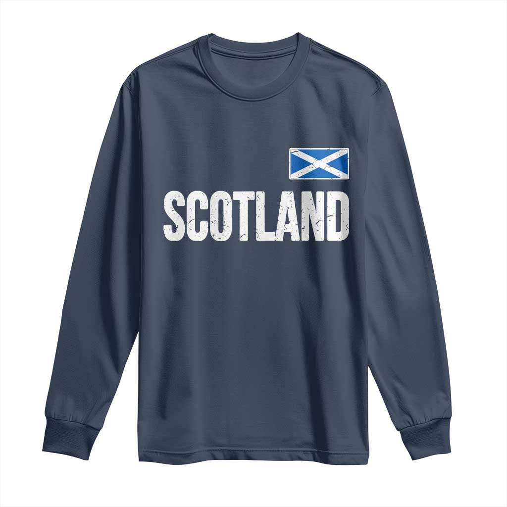 Scotland Saltire Flag Minimalist Athletic College Style Long Sleeve Shirt