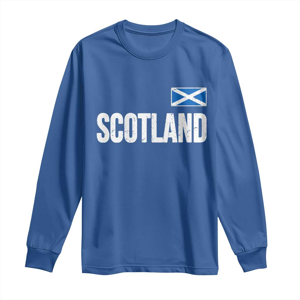 Scotland Saltire Flag Minimalist Athletic College Style Long Sleeve Shirt