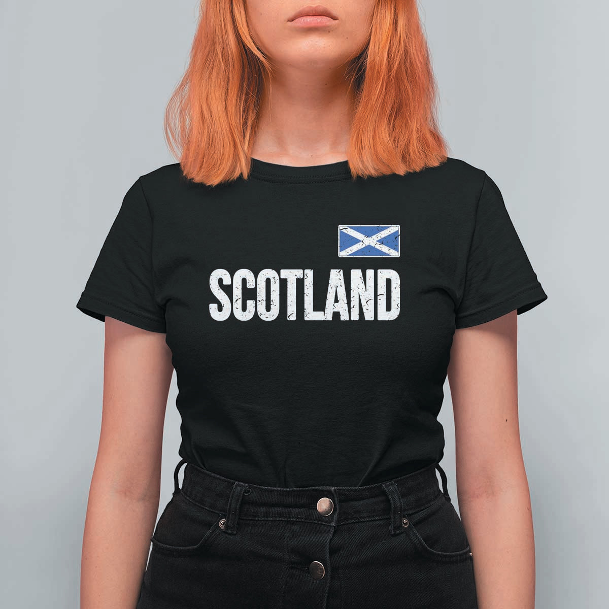 Scotland Saltire Flag Minimalist Athletic College Style T Shirt For Women