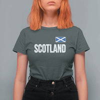 Scotland Saltire Flag Minimalist Athletic College Style T Shirt For Women