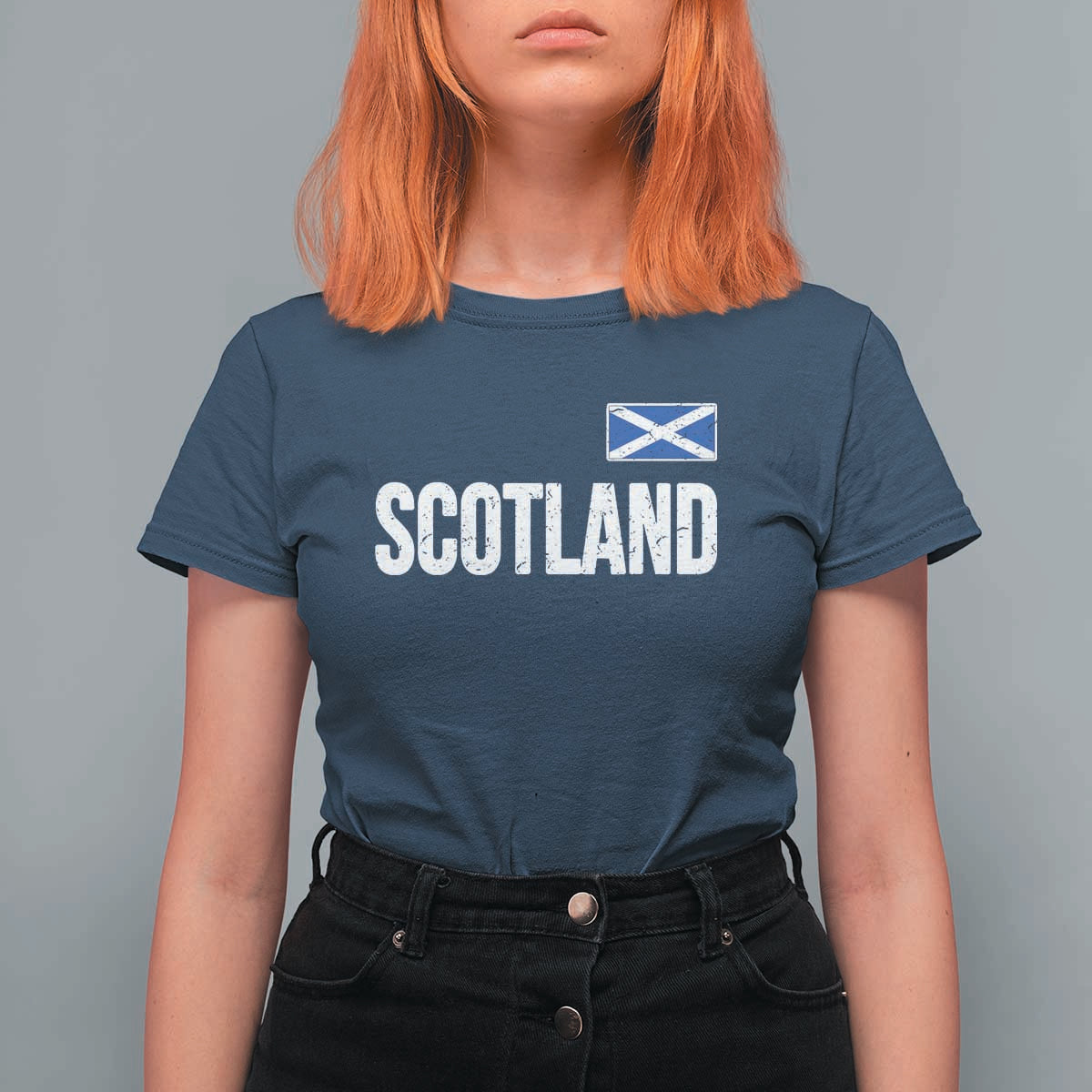 Scotland Saltire Flag Minimalist Athletic College Style T Shirt For Women