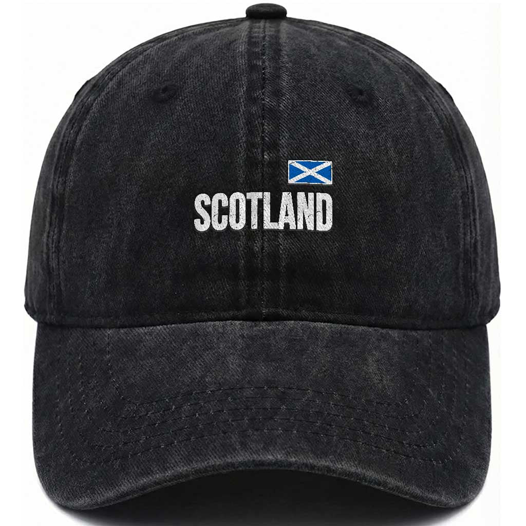Scotland Saltire Flag Minimalist Athletic College Style Washed Cotton Baseball Cap
