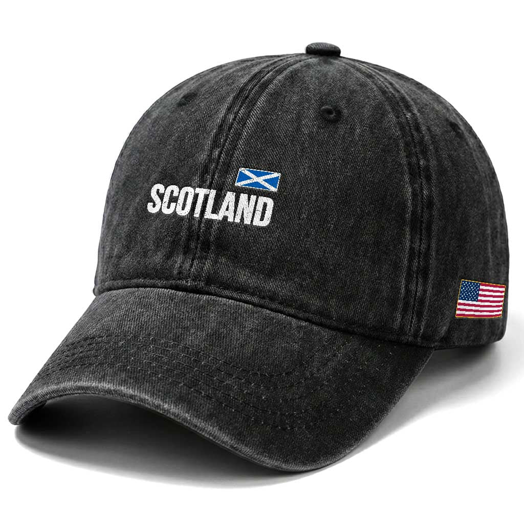 Scotland Saltire Flag Minimalist Athletic College Style Washed Cotton Baseball Cap
