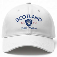 Scotland Celtic Nation Est 843 Baseball Cap Lion Rampant Shield Patriotic Scottish Heritage