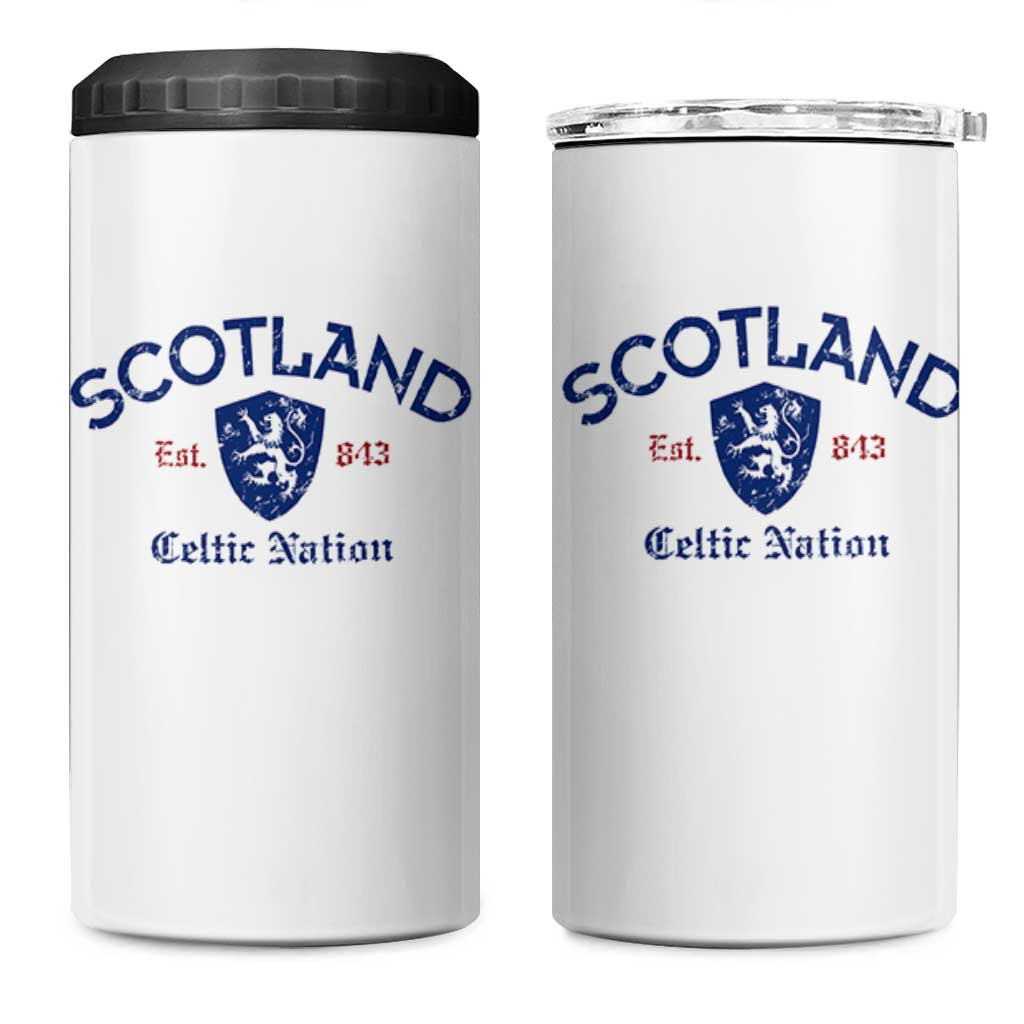Scotland Celtic Nation Est 843 4 in 1 Can Cooler Tumbler Lion Rampant Shield Patriotic Scottish Heritage