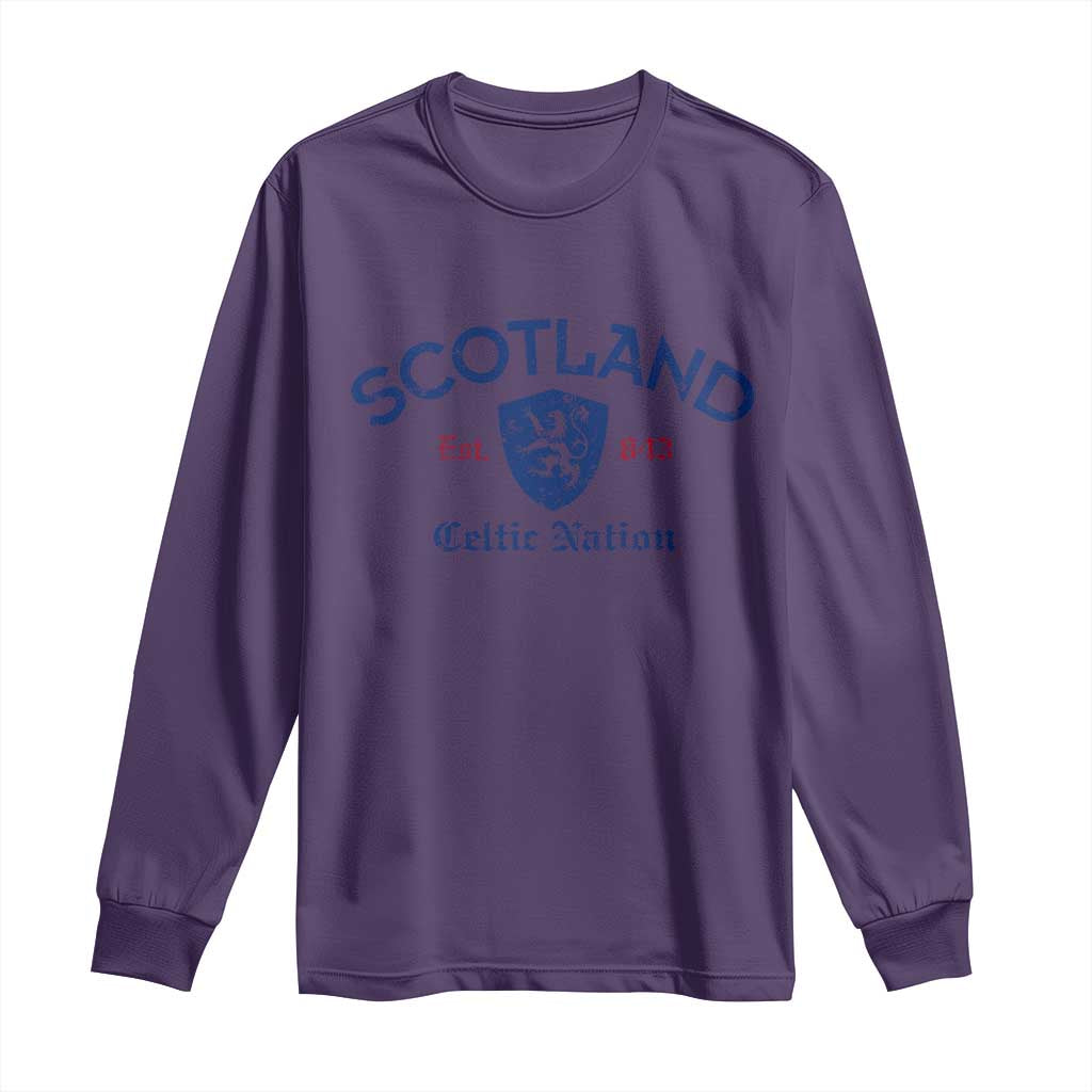 Scotland Celtic Nation Est 843 Long Sleeve Shirt Lion Rampant Shield Patriotic Scottish Heritage