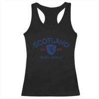 Scotland Celtic Nation Est 843 Racerback Tank Top Lion Rampant Shield Patriotic Scottish Heritage