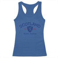 Scotland Celtic Nation Est 843 Racerback Tank Top Lion Rampant Shield Patriotic Scottish Heritage
