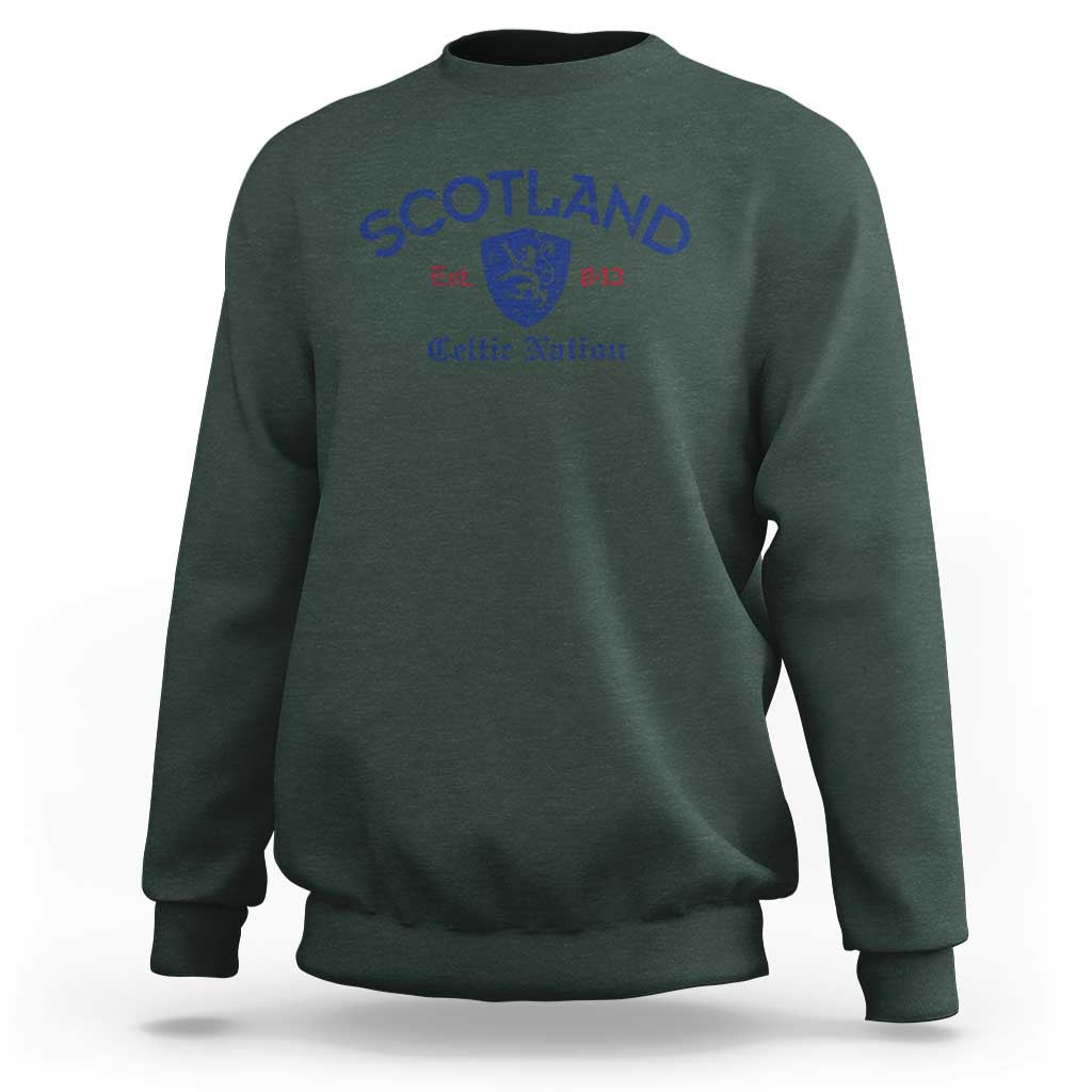 Scotland Celtic Nation Est 843 Sweatshirt Lion Rampant Shield Patriotic Scottish Heritage
