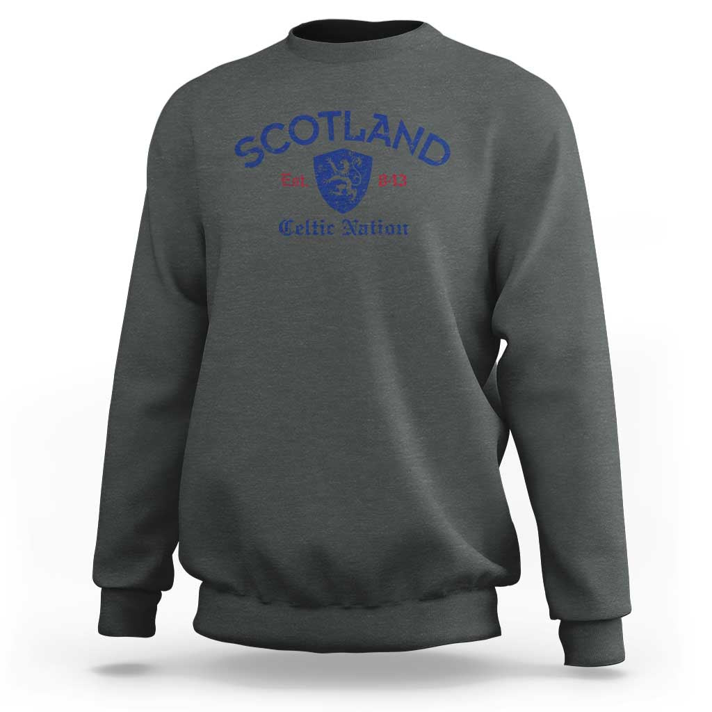 Scotland Celtic Nation Est 843 Sweatshirt Lion Rampant Shield Patriotic Scottish Heritage