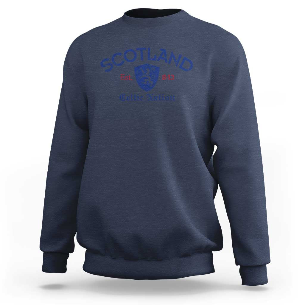 Scotland Celtic Nation Est 843 Sweatshirt Lion Rampant Shield Patriotic Scottish Heritage