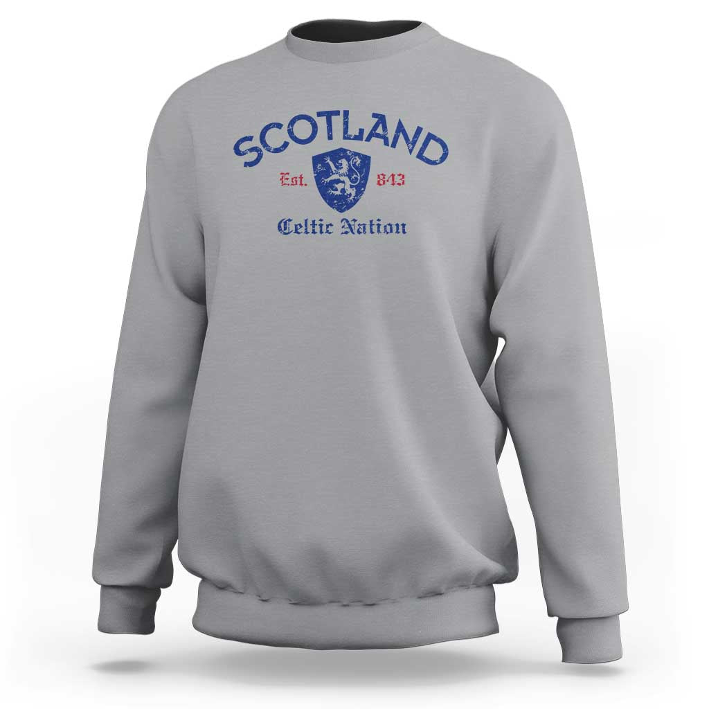 Scotland Celtic Nation Est 843 Sweatshirt Lion Rampant Shield Patriotic Scottish Heritage