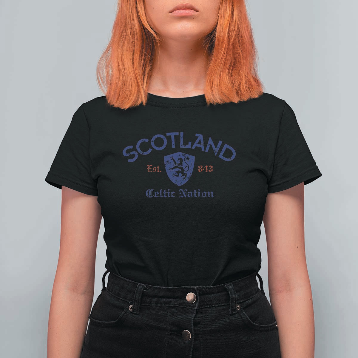 Scotland Celtic Nation Est 843 T Shirt For Women Lion Rampant Shield Patriotic Scottish Heritage