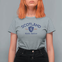 Scotland Celtic Nation Est 843 T Shirt For Women Lion Rampant Shield Patriotic Scottish Heritage