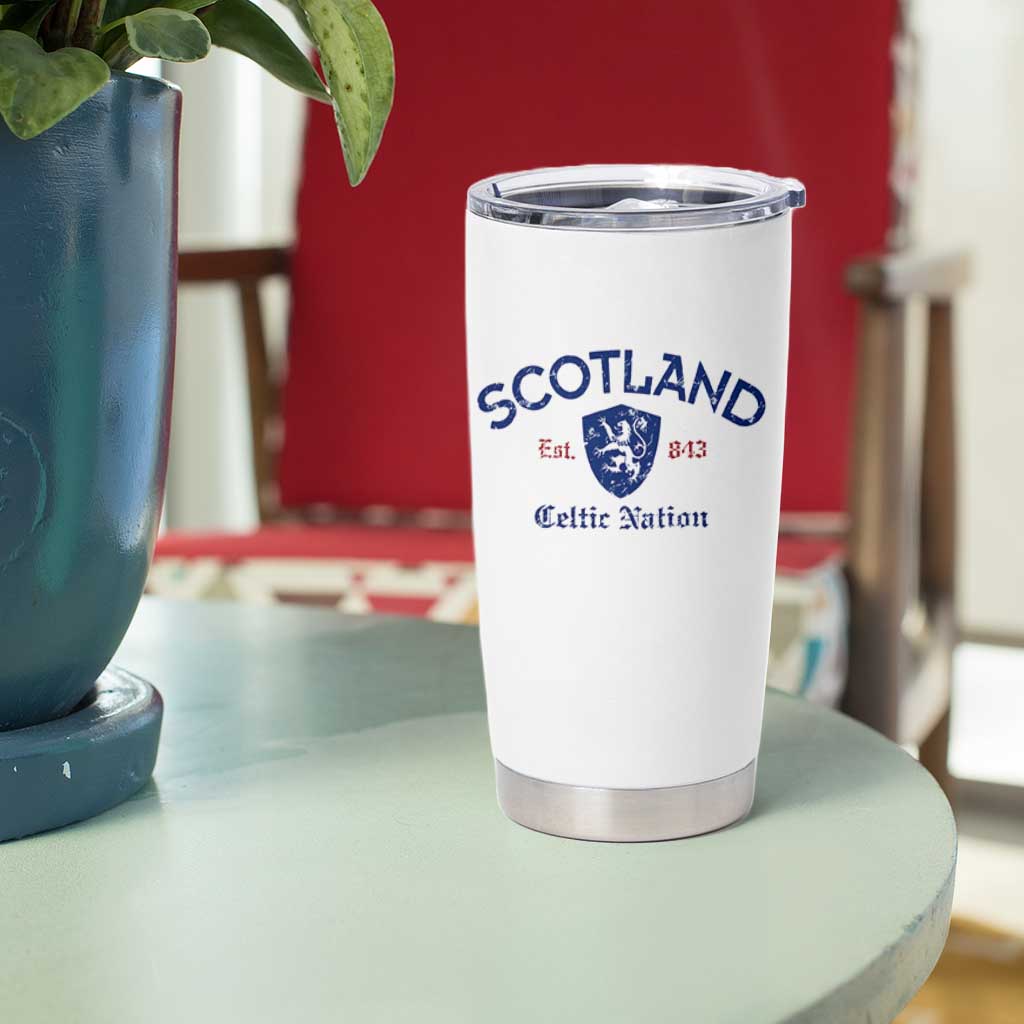 Scotland Celtic Nation Est 843 Tumbler Cup Lion Rampant Shield Patriotic Scottish Heritage