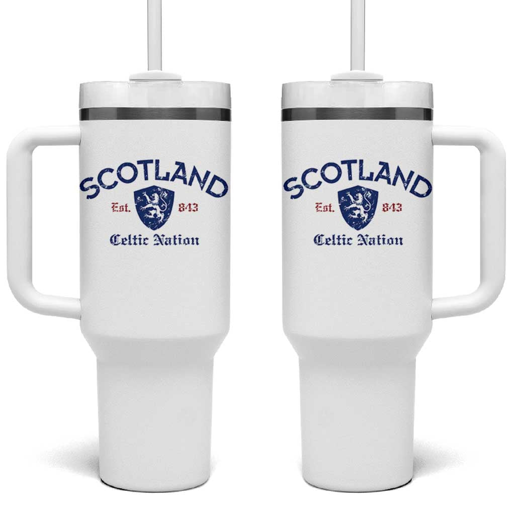 Scotland Celtic Nation Est 843 Tumbler With Handle Lion Rampant Shield Patriotic Scottish Heritage