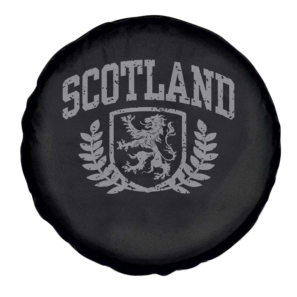 Scotland Lion Rampant Distressed Crest Spare Tire Cover Scottish Heritage Monochrome Laurel Wreath Vintage Graphic