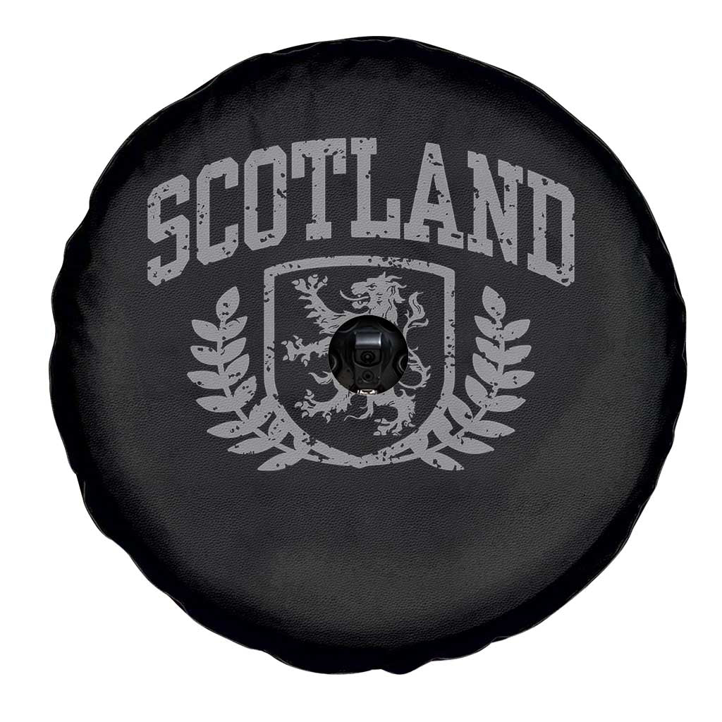 Scotland Lion Rampant Distressed Crest Spare Tire Cover Scottish Heritage Monochrome Laurel Wreath Vintage Graphic