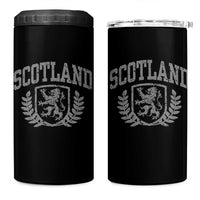 Scotland Lion Rampant Distressed Crest 4 in 1 Can Cooler Tumbler Scottish Heritage Monochrome Laurel Wreath Vintage Graphic