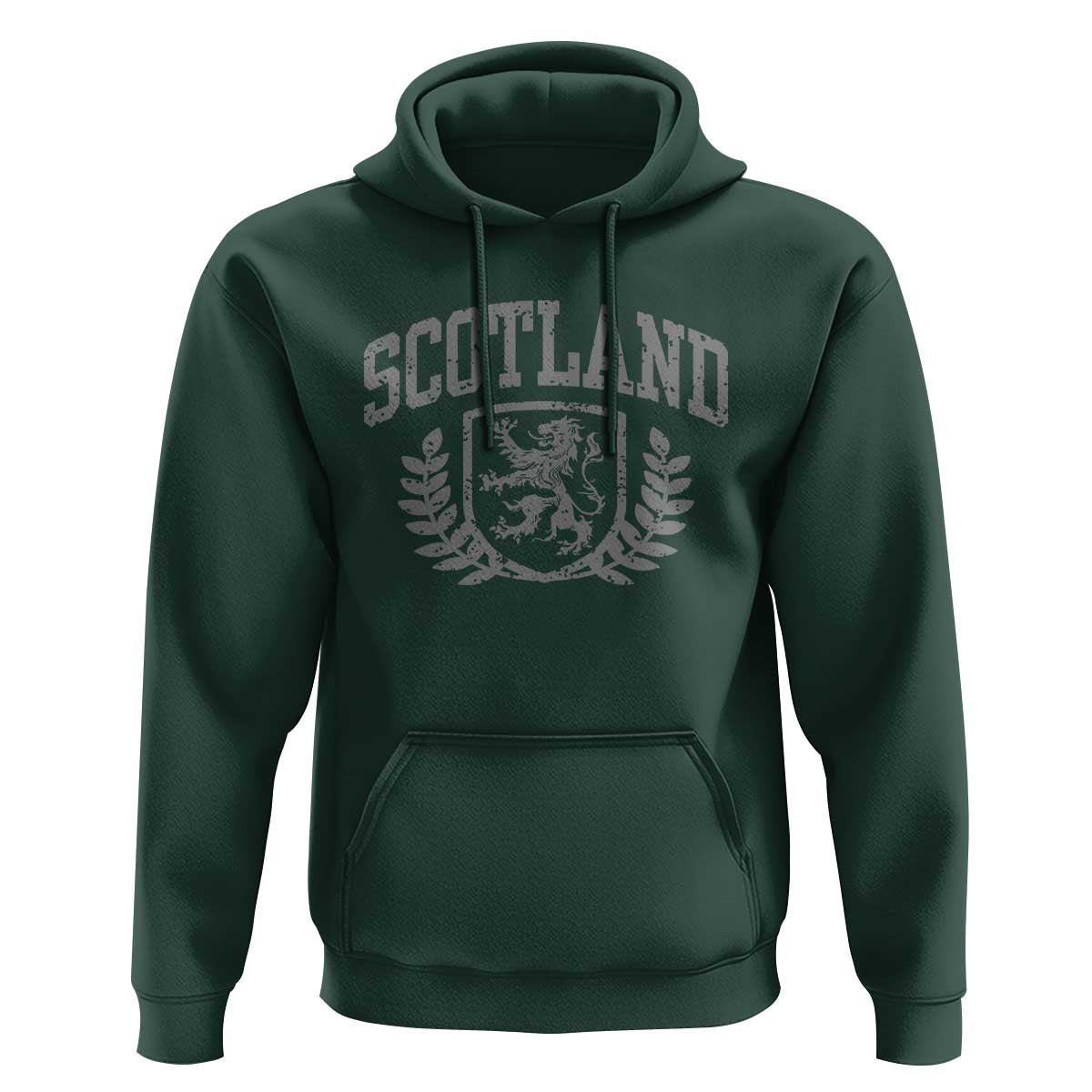 Scotland Lion Rampant Distressed Crest Hoodie Scottish Heritage Monochrome Laurel Wreath Vintage Graphic