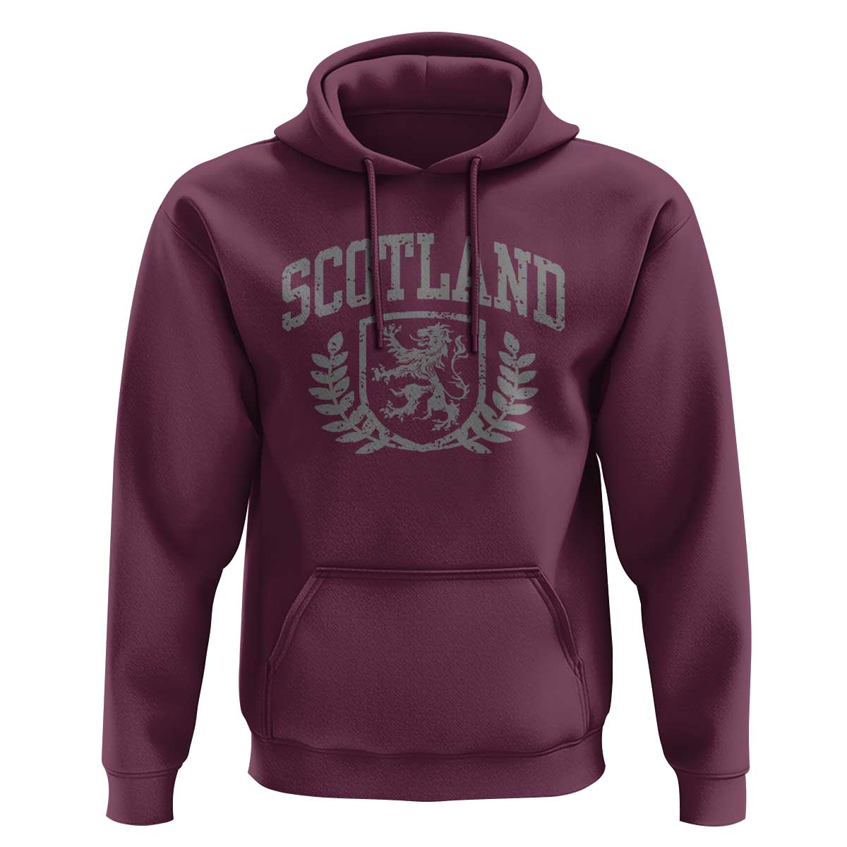 Scotland Lion Rampant Distressed Crest Hoodie Scottish Heritage Monochrome Laurel Wreath Vintage Graphic