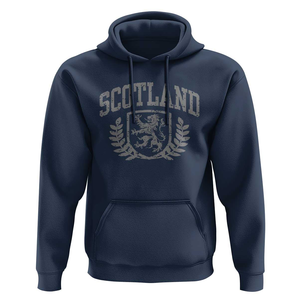 Scotland Lion Rampant Distressed Crest Hoodie Scottish Heritage Monochrome Laurel Wreath Vintage Graphic