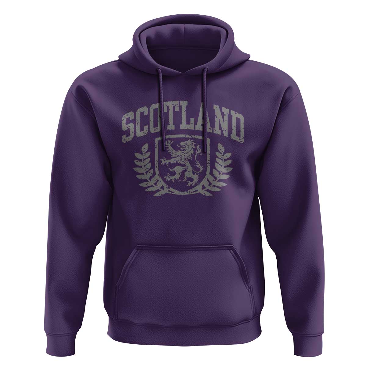 Scotland Lion Rampant Distressed Crest Hoodie Scottish Heritage Monochrome Laurel Wreath Vintage Graphic
