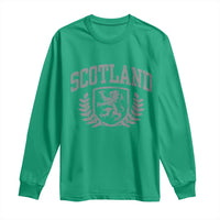 Scotland Lion Rampant Distressed Crest Long Sleeve Shirt Scottish Heritage Monochrome Laurel Wreath Vintage Graphic