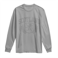 Scotland Lion Rampant Distressed Crest Long Sleeve Shirt Scottish Heritage Monochrome Laurel Wreath Vintage Graphic