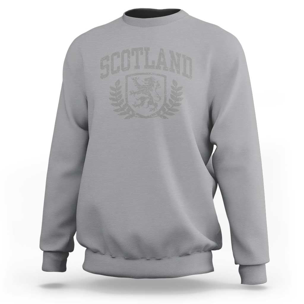 Scotland Lion Rampant Distressed Crest Sweatshirt Scottish Heritage Monochrome Laurel Wreath Vintage Graphic