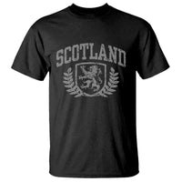 Scotland Lion Rampant Distressed Crest T Shirt Scottish Heritage Monochrome Laurel Wreath Vintage Graphic