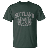 Scotland Lion Rampant Distressed Crest T Shirt Scottish Heritage Monochrome Laurel Wreath Vintage Graphic