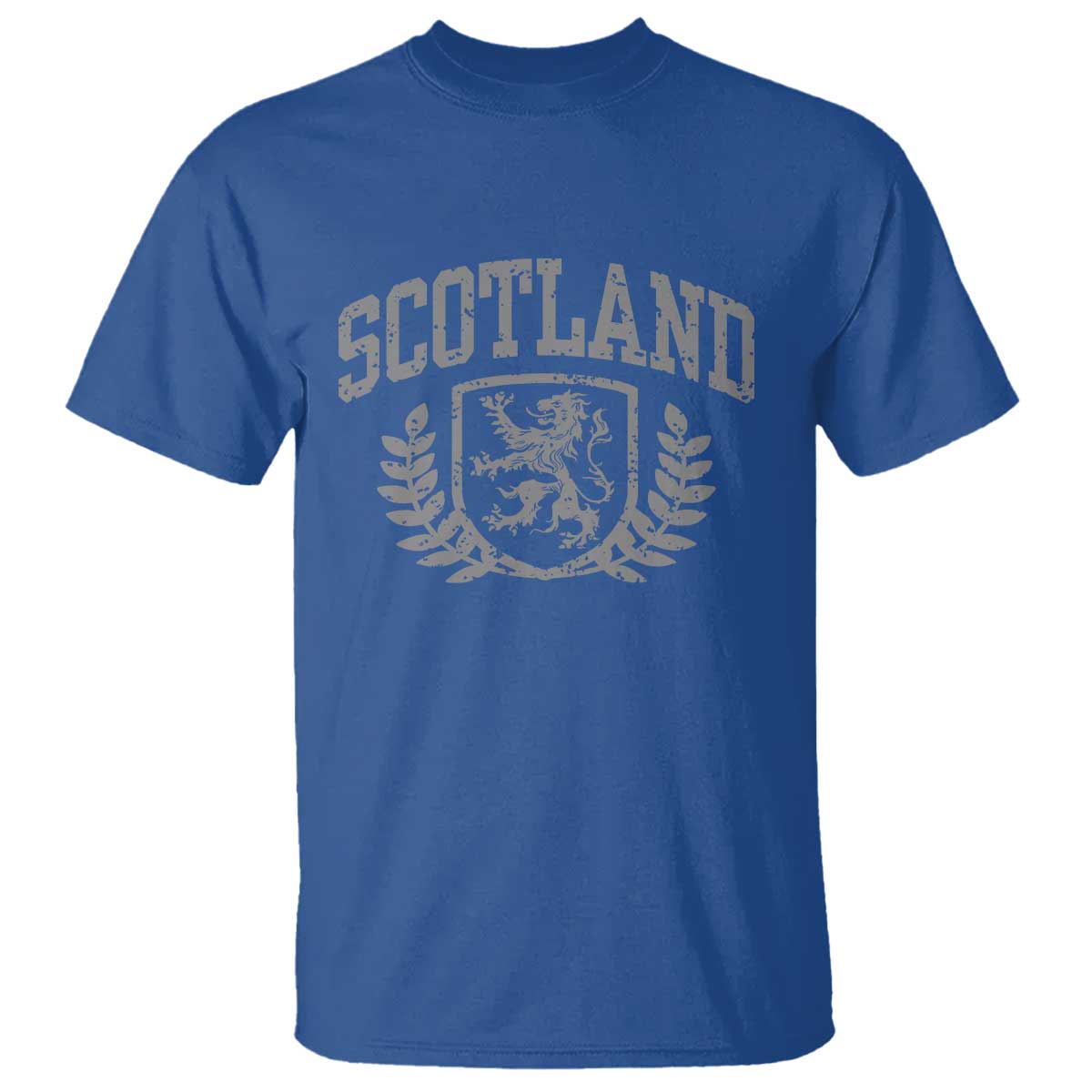 Scotland Lion Rampant Distressed Crest T Shirt Scottish Heritage Monochrome Laurel Wreath Vintage Graphic