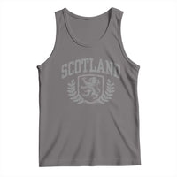 Scotland Lion Rampant Distressed Crest Tank Top Scottish Heritage Monochrome Laurel Wreath Vintage Graphic