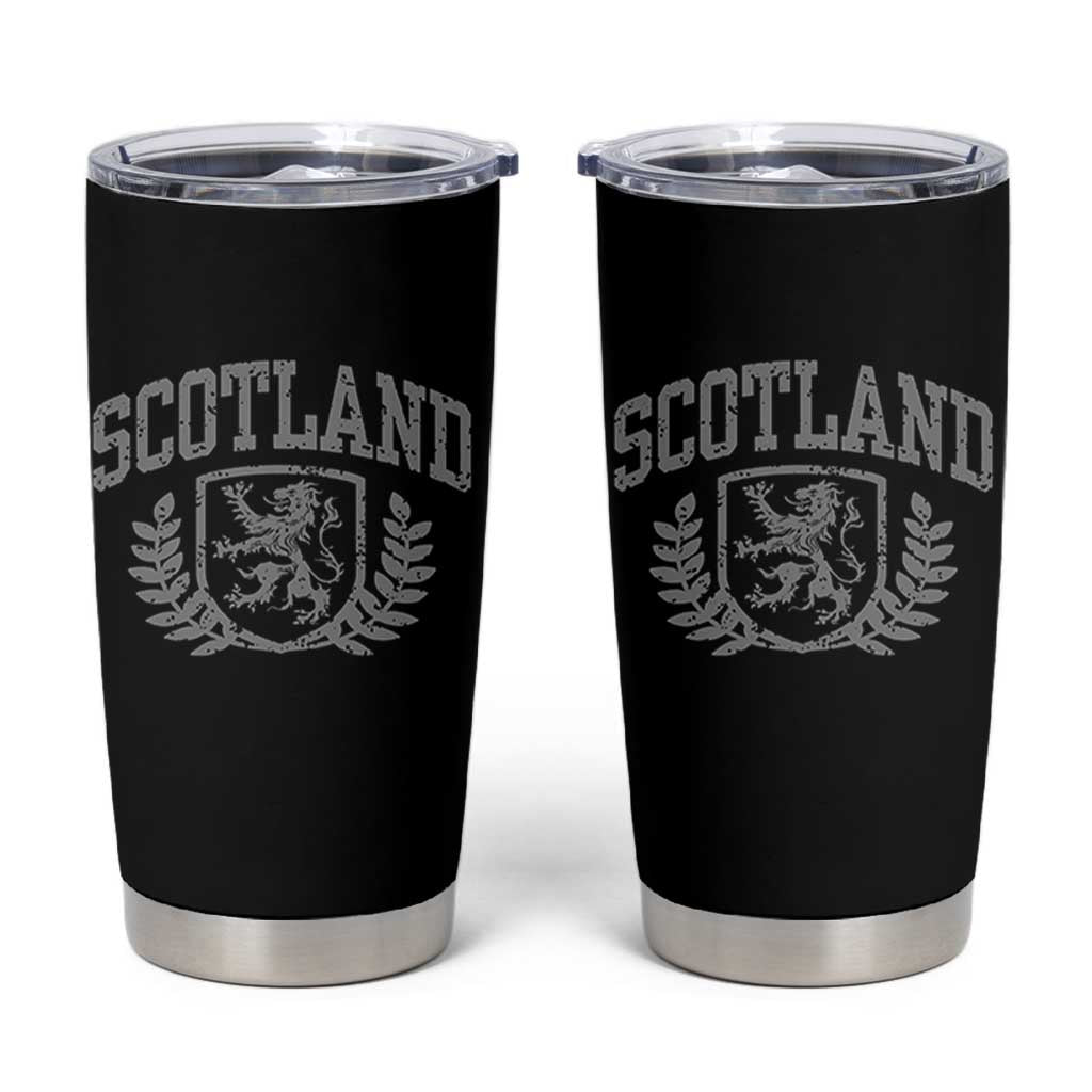 Scotland Lion Rampant Distressed Crest Tumbler Cup Scottish Heritage Monochrome Laurel Wreath Vintage Graphic