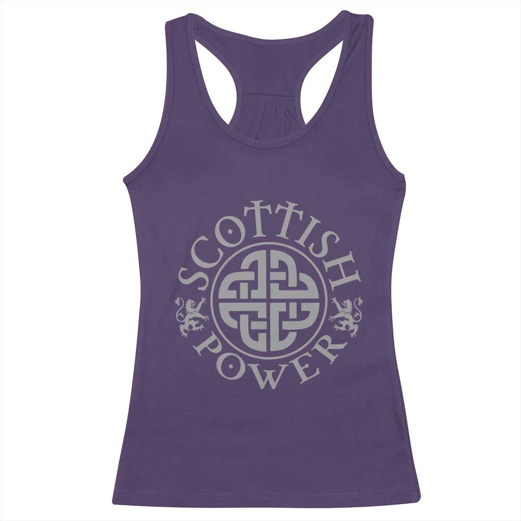 Scottish Power Celtic Knotwork Shield Emblem Racerback Tank Top Traditional Tribal Heritage Scottish Pride