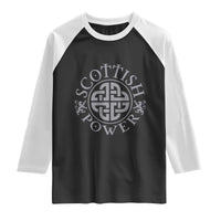 Scottish Power Celtic Knotwork Shield Emblem Raglan Shirt Traditional Tribal Heritage Scottish Pride