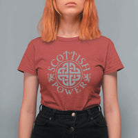 Scottish Power Celtic Knotwork Shield Emblem T Shirt For Women Traditional Tribal Heritage Scottish Pride