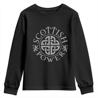 Scottish Power Celtic Knotwork Shield Emblem Youth Sweatshirt Traditional Tribal Heritage Scottish Pride