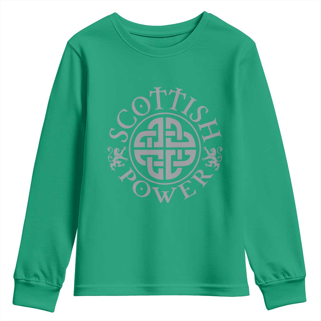 Scottish Power Celtic Knotwork Shield Emblem Youth Sweatshirt Traditional Tribal Heritage Scottish Pride