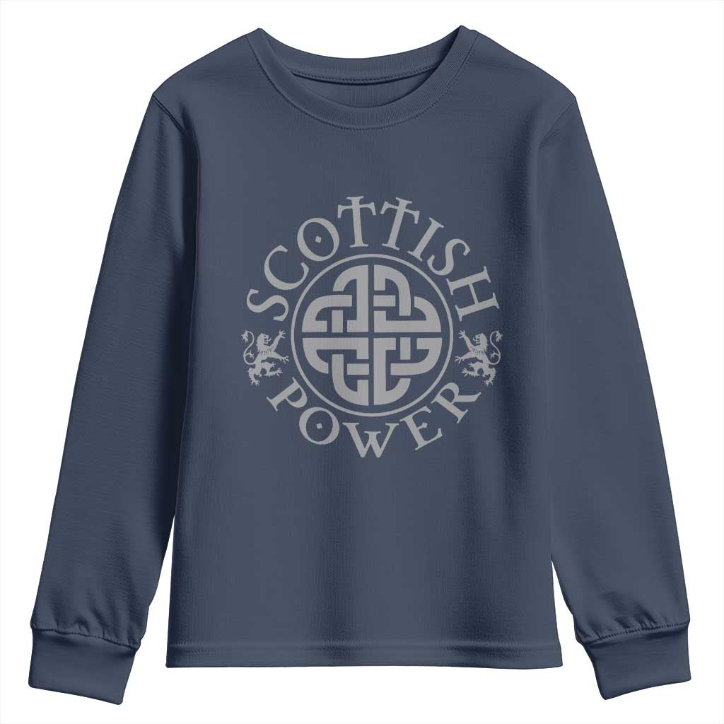 Scottish Power Celtic Knotwork Shield Emblem Youth Sweatshirt Traditional Tribal Heritage Scottish Pride
