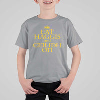 Eat Haggis and Ceilidh On Scotland Things T Shirt For Kid Funny Scottish Culture Heritage Pride