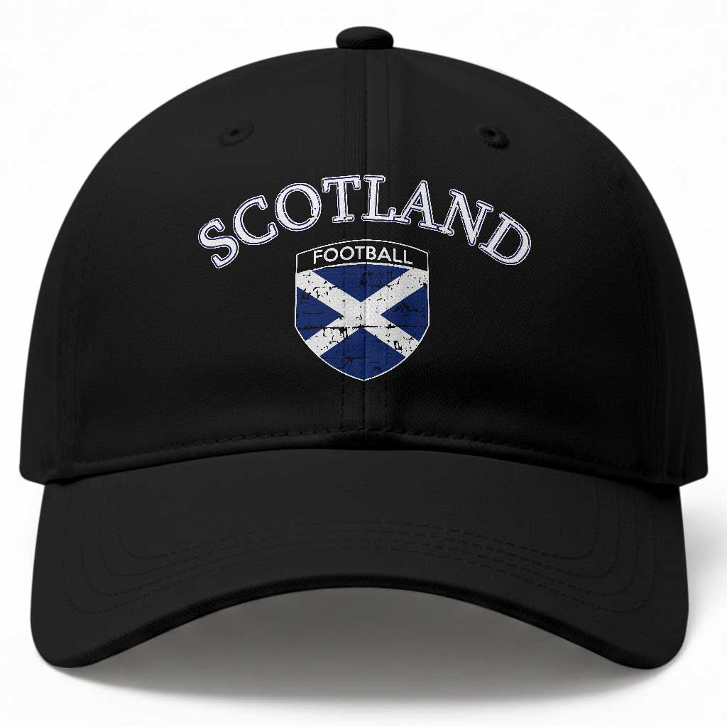 Scotland Football Distressed Shield Saltire Flag Baseball Cap Game Day Sports Soccer Fans