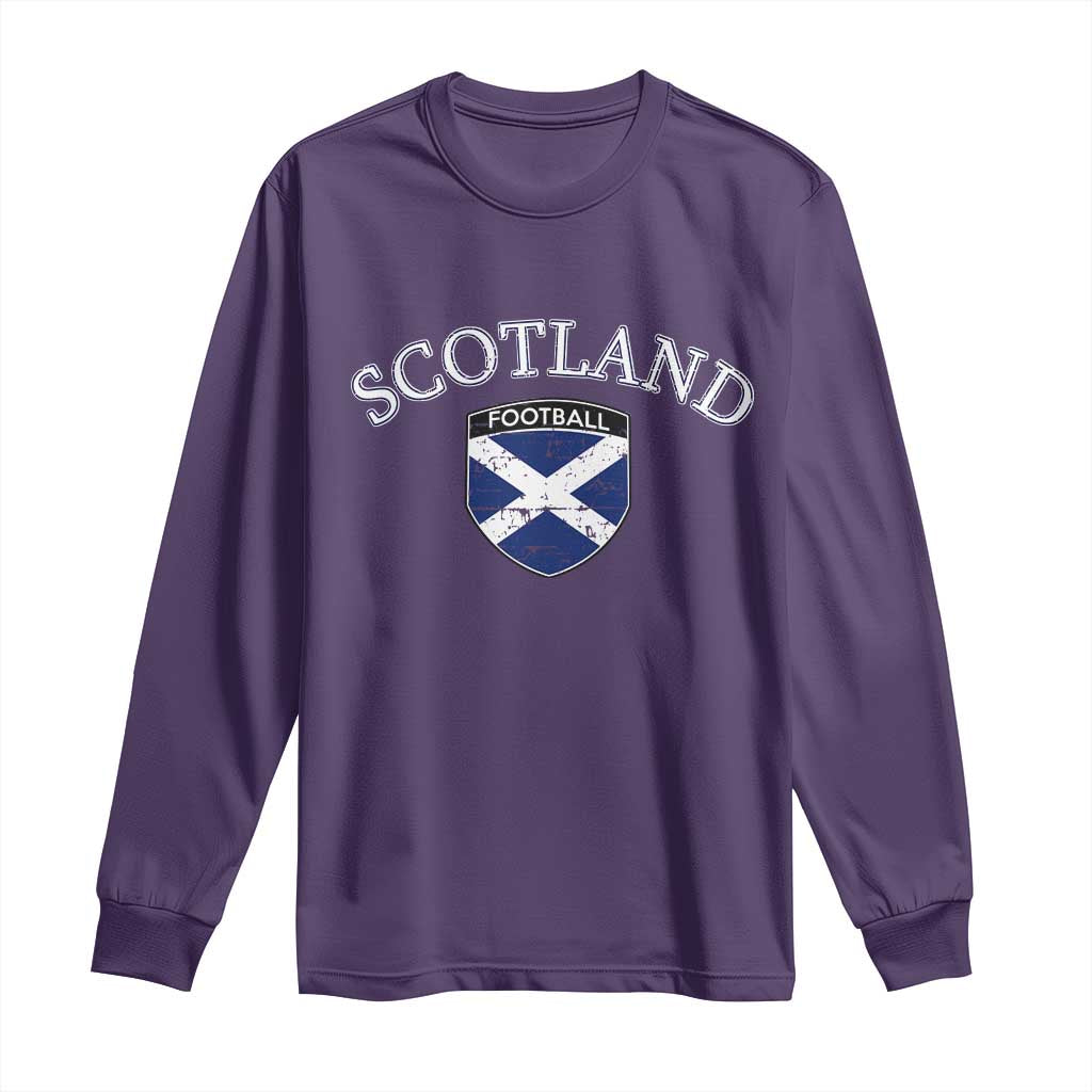 Scotland Football Distressed Shield Saltire Flag Long Sleeve Shirt Game Day Sports Soccer Fans