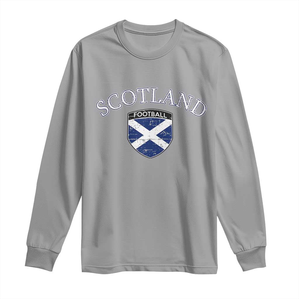 Scotland Football Distressed Shield Saltire Flag Long Sleeve Shirt Game Day Sports Soccer Fans