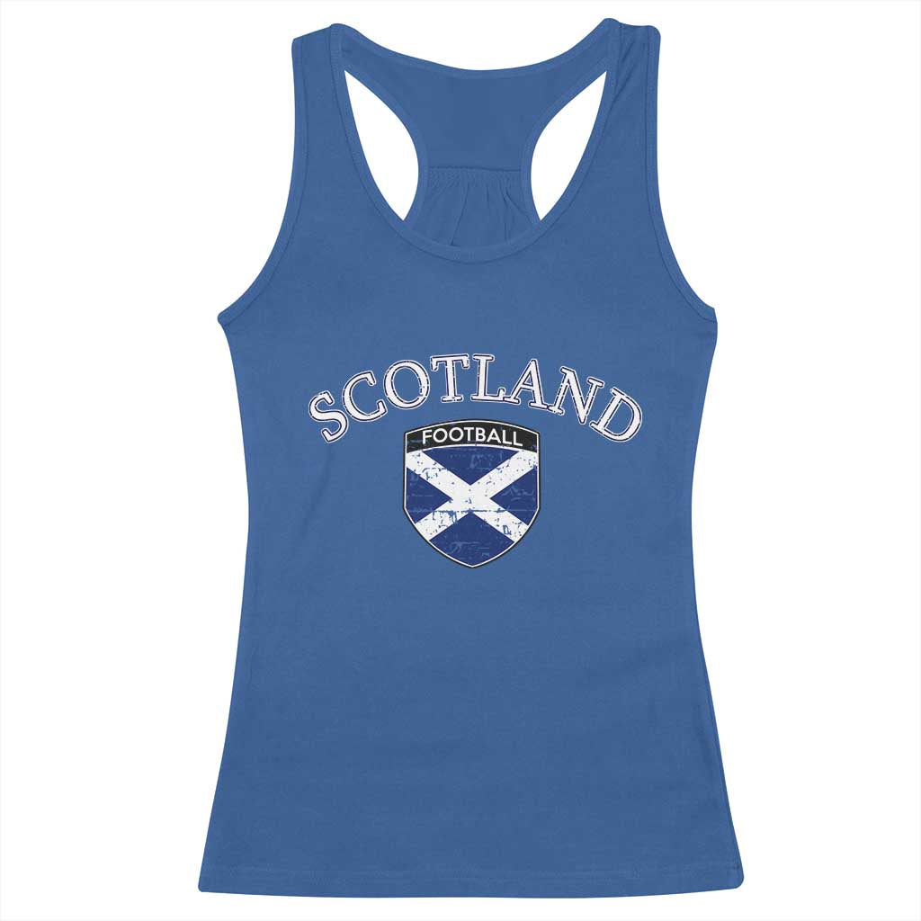 Scotland Football Distressed Shield Saltire Flag Racerback Tank Top Game Day Sports Soccer Fans