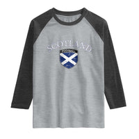 Scotland Football Distressed Shield Saltire Flag Raglan Shirt Game Day Sports Soccer Fans