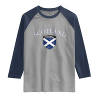 Scotland Football Distressed Shield Saltire Flag Raglan Shirt Game Day Sports Soccer Fans